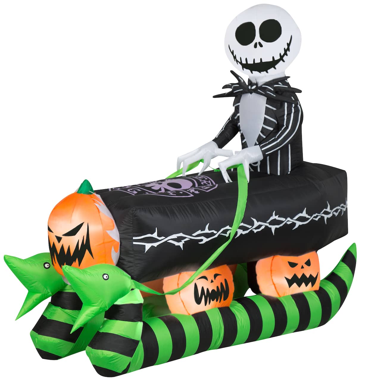 5ft. Airblown® Inflatable Halloween Jack Skellington on Coffin Sleigh